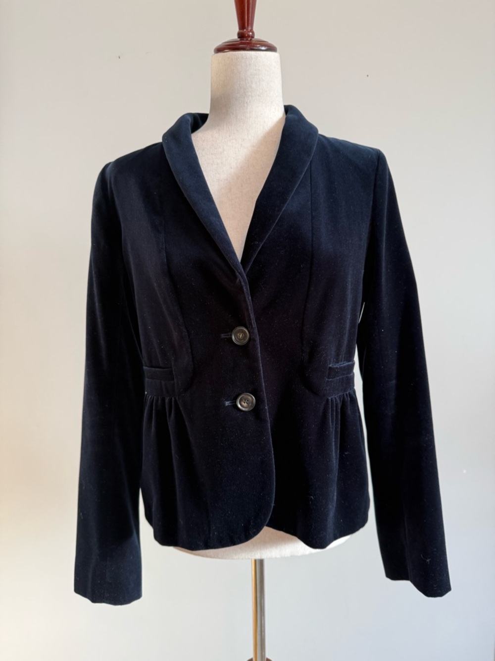J. Crew Navy Velvet Two-Button Blazer